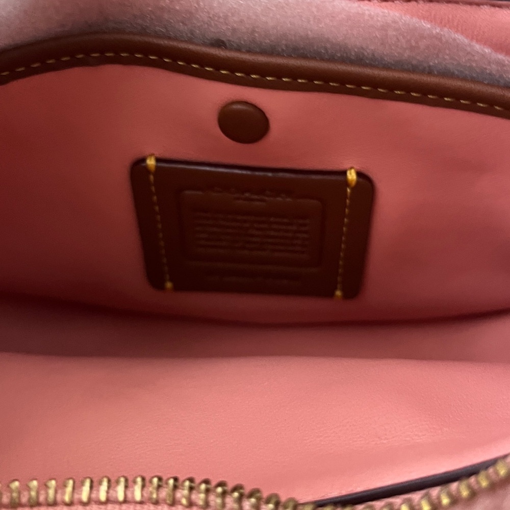 Coach Pink Shearling Bag with long leather and short multicolor shearling Strap - Picture 7 of 8